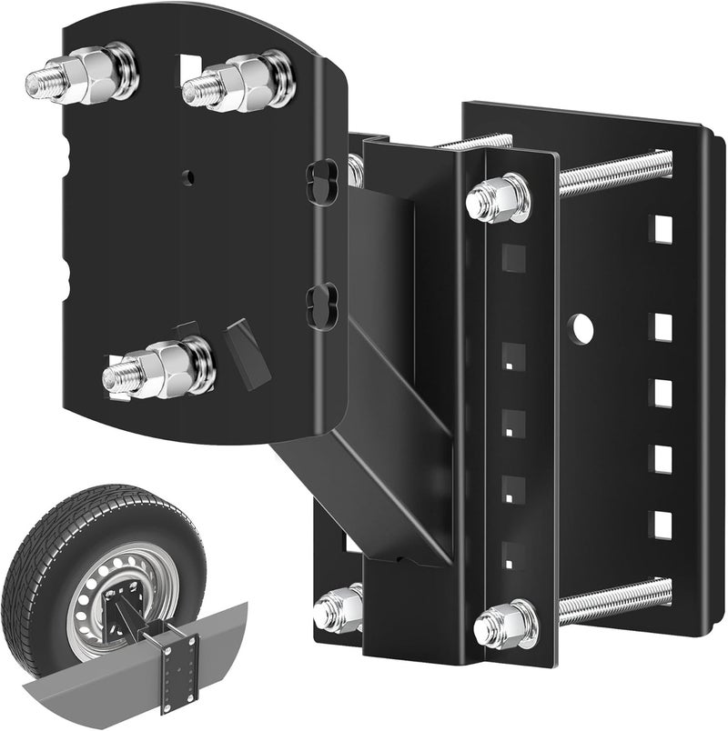 Foozet Trailer Spare Tire Mount Bracket, Heavy Duty Spare Tire Carrier Mount for Boat and RV, Fits Most 4 5 6 Lugs Wheels on 4", 4.25", 4.5", 4.75", 5" or 5.5" Bolt Patterns, Holds up to 160 Lbs - Image 1